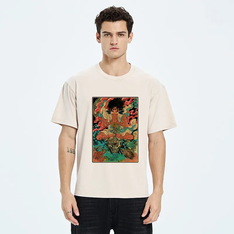 Tokyo-Tiger Classic Japanese Oni Painting Washed T-Shirt