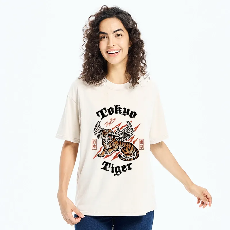 Tokyo-Tiger With Wings Art Washed T-Shirt
