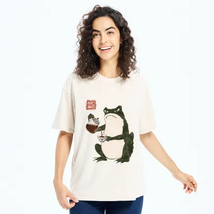 Tokyo-Tiger Frog With A Serious Tea Break Washed T-Shirt