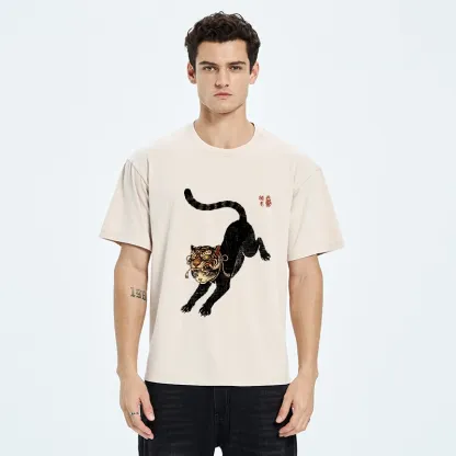 Tokyo-Tiger Cat With Tiger Mask Cool Art Washed T-Shirt