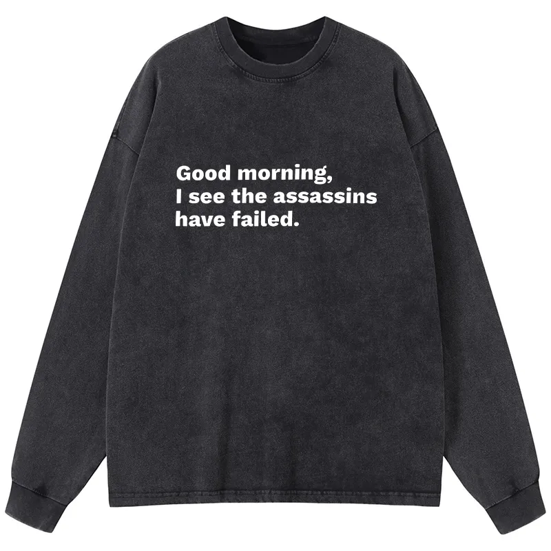 Tokyo-Tiger Assassins Failed Morning Quote Art Washed Long Sleeve T-Shirt Sale