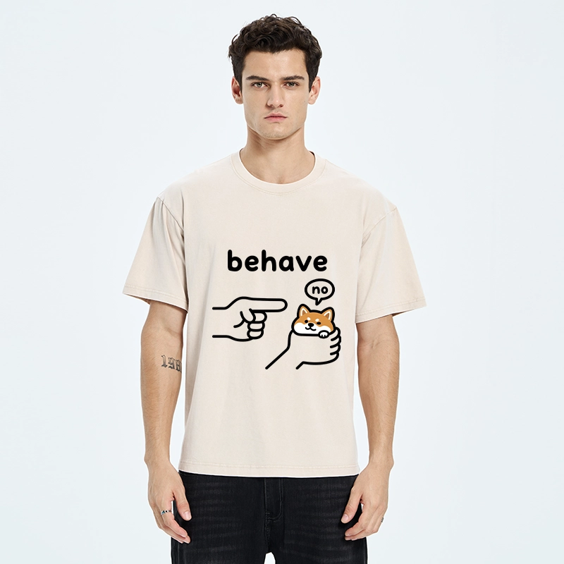 Tokyo-Tiger Funny Shiba Refusing To Behave Washed T-Shirt