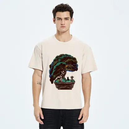 Tokyo-Tiger Black Cat Hiding In A Bonsai Pot Washed T-Shirt