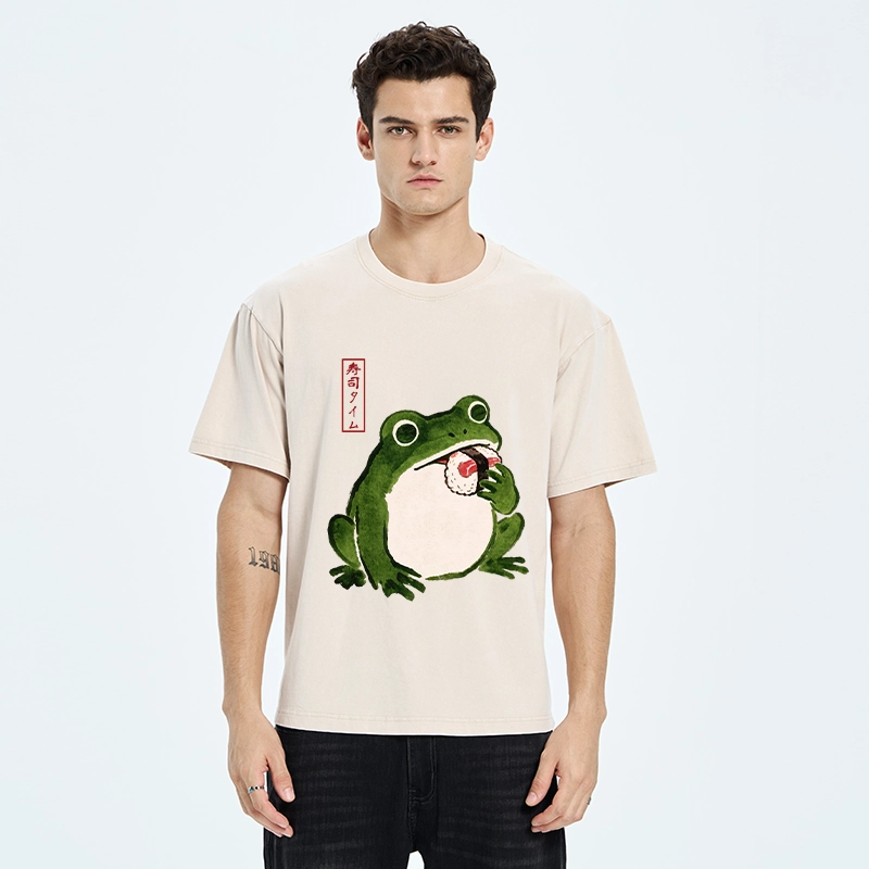Tokyo-Tiger Sushi Time For The Hungry Frog Washed T-Shirt