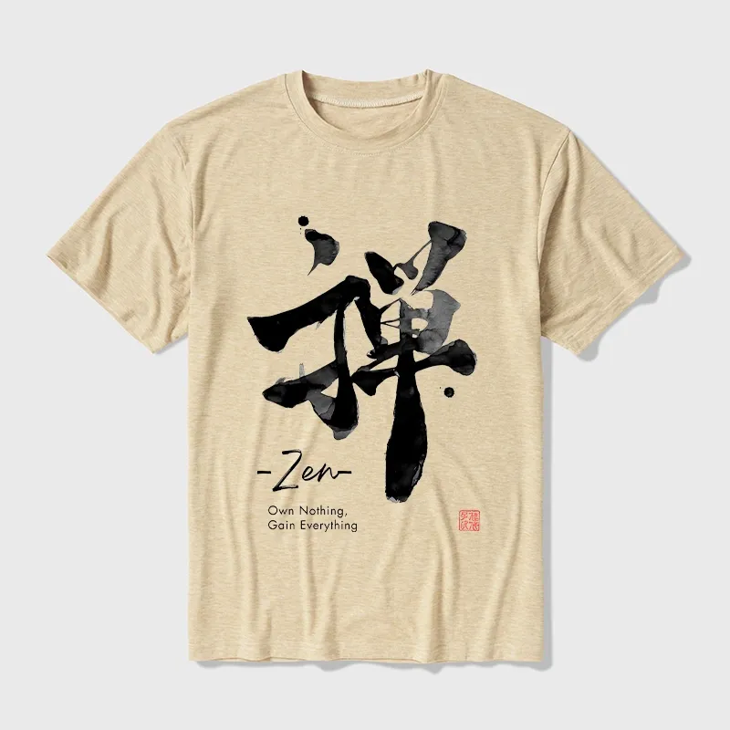Tokyo-Tiger Zen Texts Cotton Blend T-Shirt