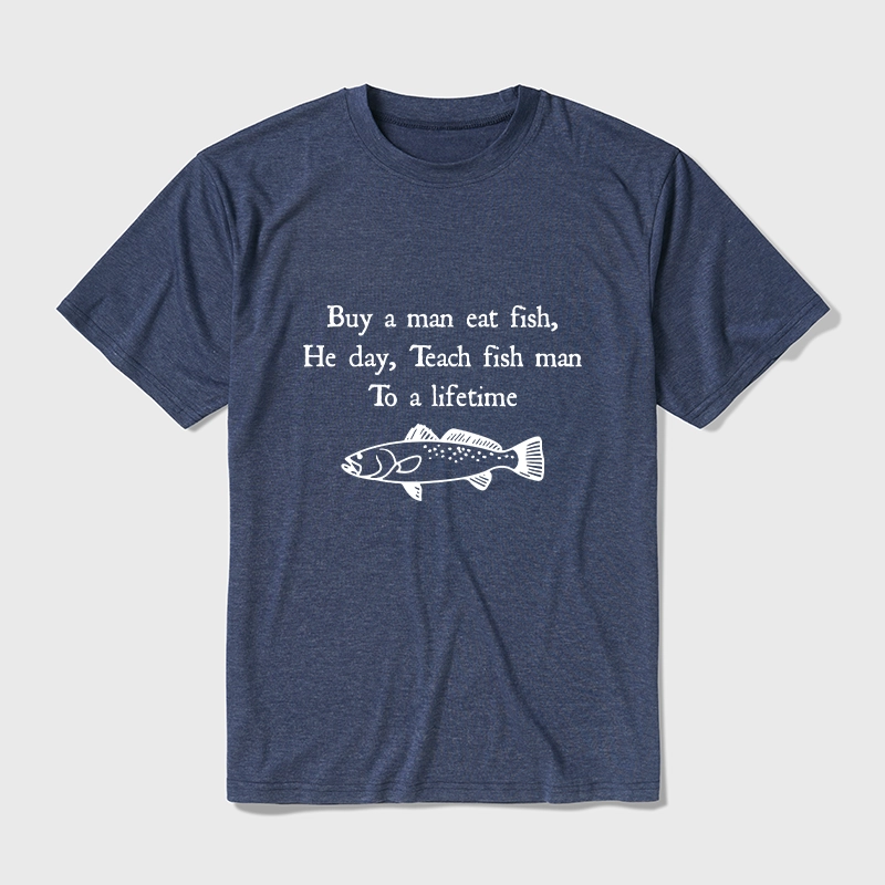 Tokyo-Tiger Man Eat Fish Meme Cotton Blend T-Shirt