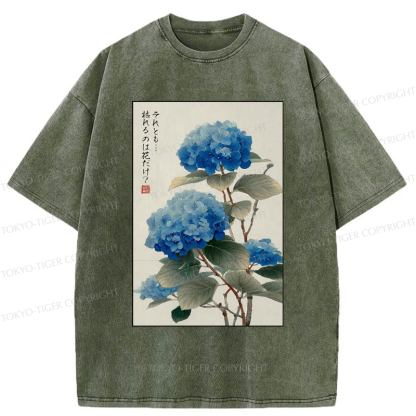 Tokyo-Tiger Hydrangeas: A Reflection of the Soul Washed T-Shirt