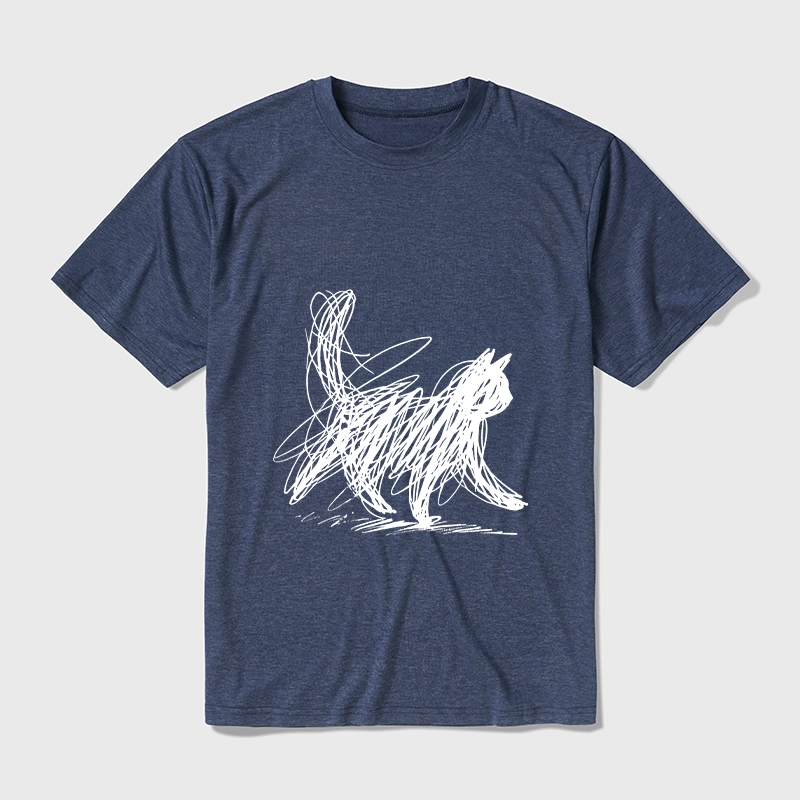 Tokyo-Tiger Minimalist Cat Art Cotton Blend T-Shirt