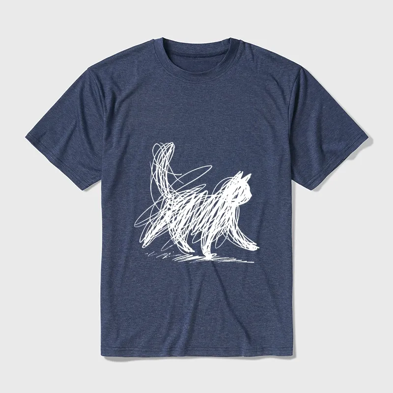 Tokyo-Tiger Minimalist Cat Art Cotton Blend T-Shirt