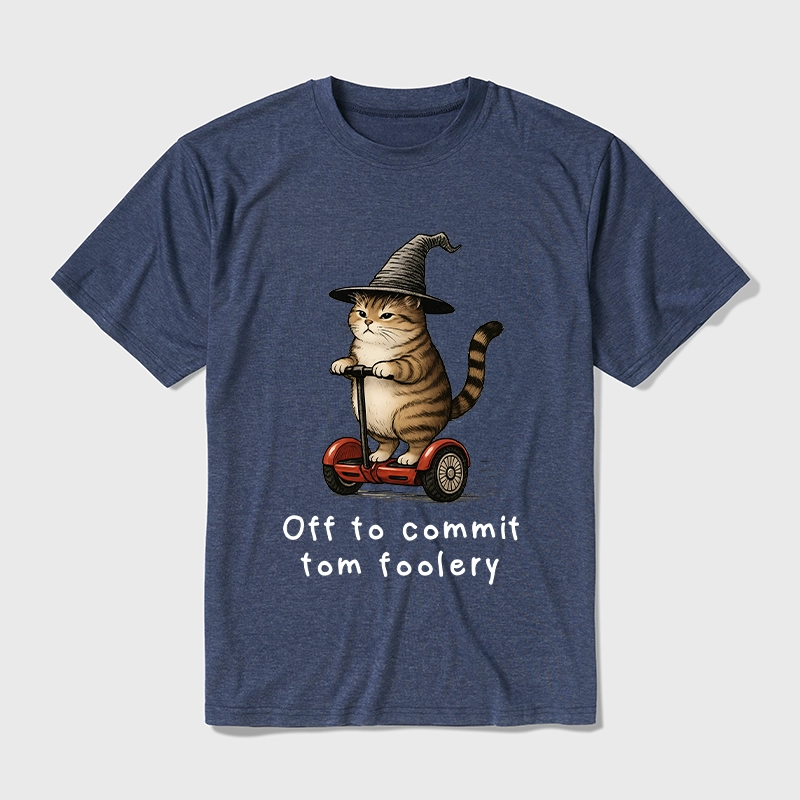 Tokyo-Tiger Orange Cat Riding Segway-style Cotton Blend T-Shirt