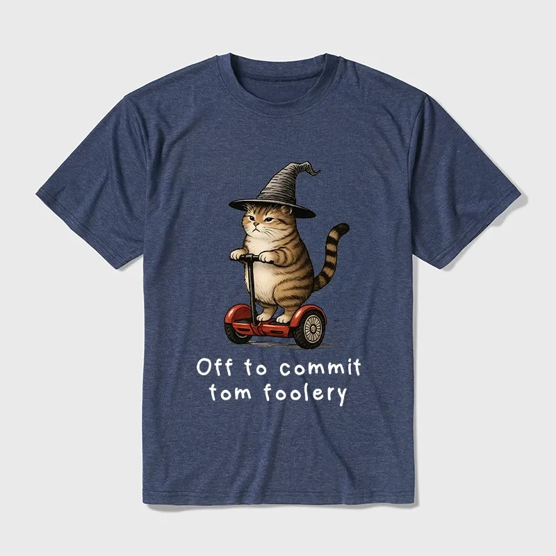 Tokyo-Tiger Orange Cat Riding Segway-style Cotton Blend T-Shirt