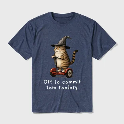 Tokyo-Tiger Orange Cat Riding Segway-style Cotton Blend T-Shirt