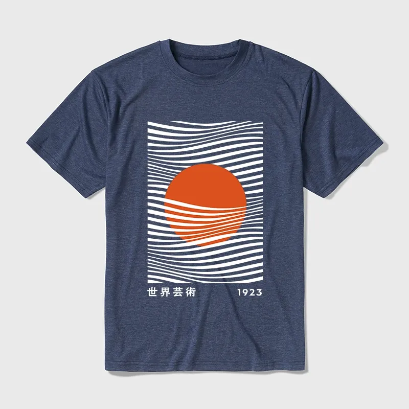 Tokyo-Tiger Minimalist Art Sun Cotton Blend T-Shirt