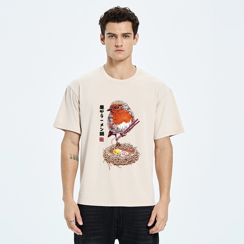 Tokyo-Tiger Northern Cardinal With Ramen Nest Washed T-Shirt