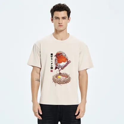 Tokyo-Tiger Northern Cardinal With Ramen Nest Washed T-Shirt