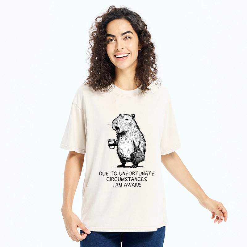 Tokyo-Tiger Capybara Is Awake Against Its Will Washed T-Shirt
