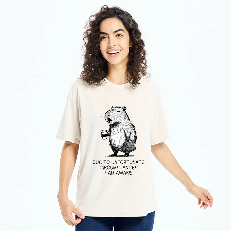 Tokyo-Tiger Capybara Is Awake Against Its Will Washed T-Shirt