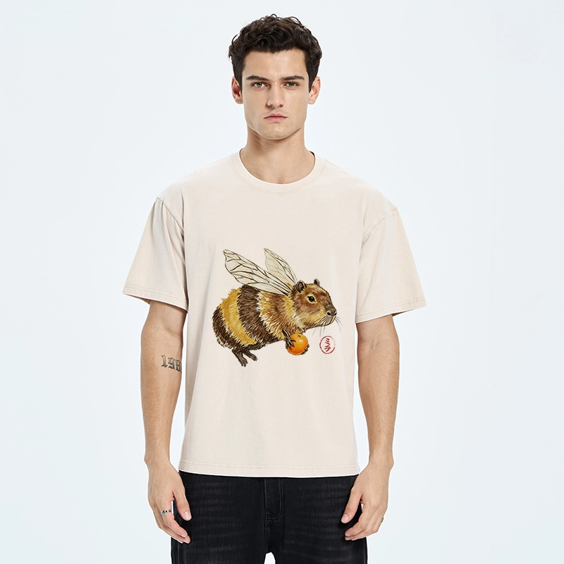 Tokyo-Tiger Funny Capybara Bee Meme Art Washed T-Shirt