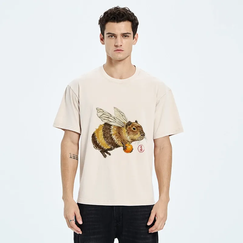 Tokyo-Tiger Funny Capybara Bee Meme Art Washed T-Shirt