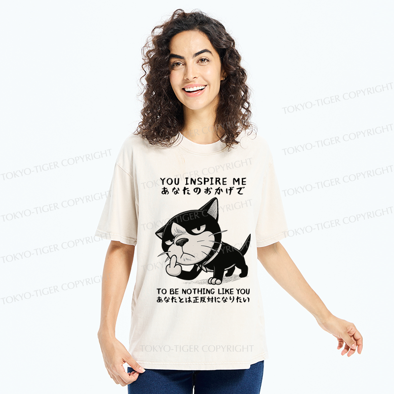 Tokyo-Tiger Funny Cat doesn't want to be you meme Washed T-Shirt