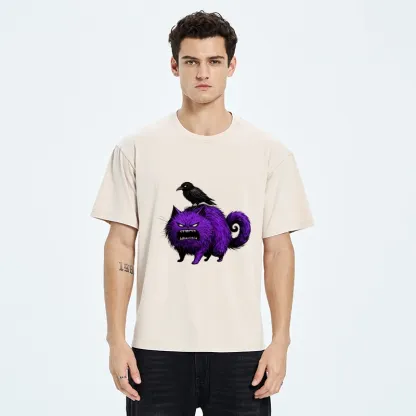 Tokyo-Tiger Spooky Purple Cat Ready To Attack Washed T-Shirt