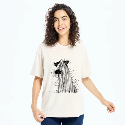Tokyo-Tiger Wild And Woolly Hand Drawn Dog Washed T-Shirt