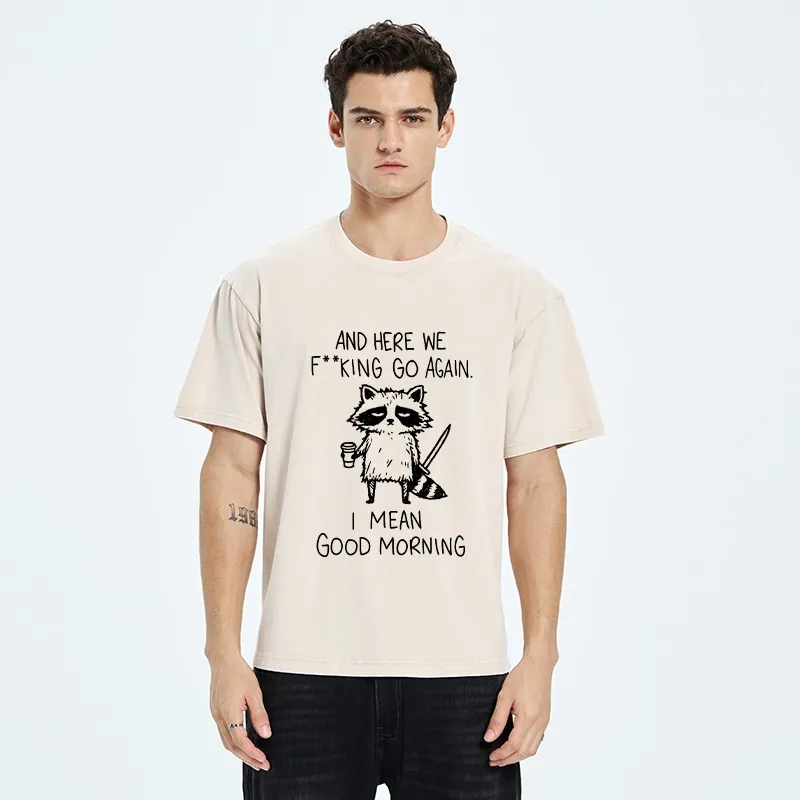 Tokyo-Tiger Coffee First Questions Later Raccoon Washed T-Shirt