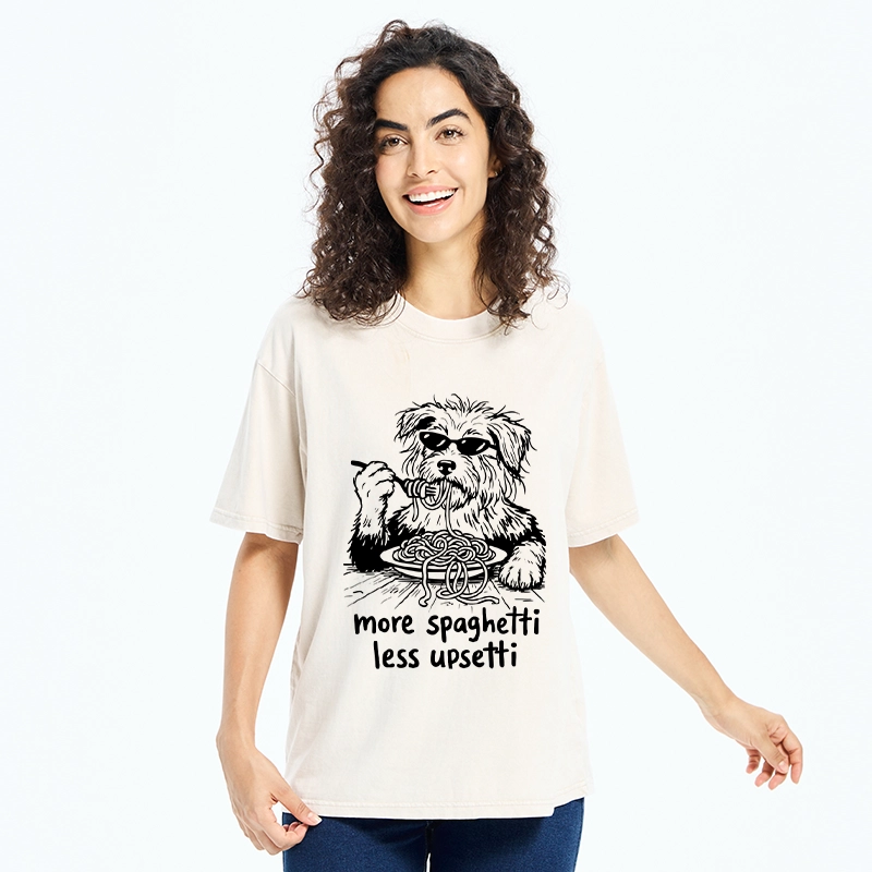 Tokyo-Tiger Cool Dog Eating Spaghetti Like A Boss Washed T-Shirt