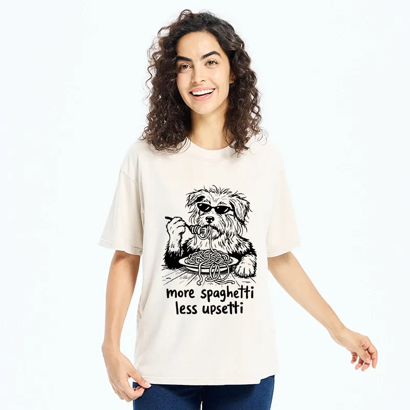 Tokyo-Tiger Cool Dog Eating Spaghetti Like A Boss Washed T-Shirt
