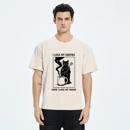 Tokyo-Tiger Wizard Cat Brewing Magic Coffee Washed T-Shirt