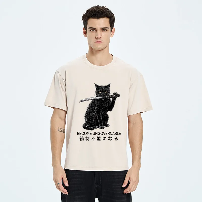 Tokyo-Tiger Black Cat Chaos Mode On Washed T-Shirt