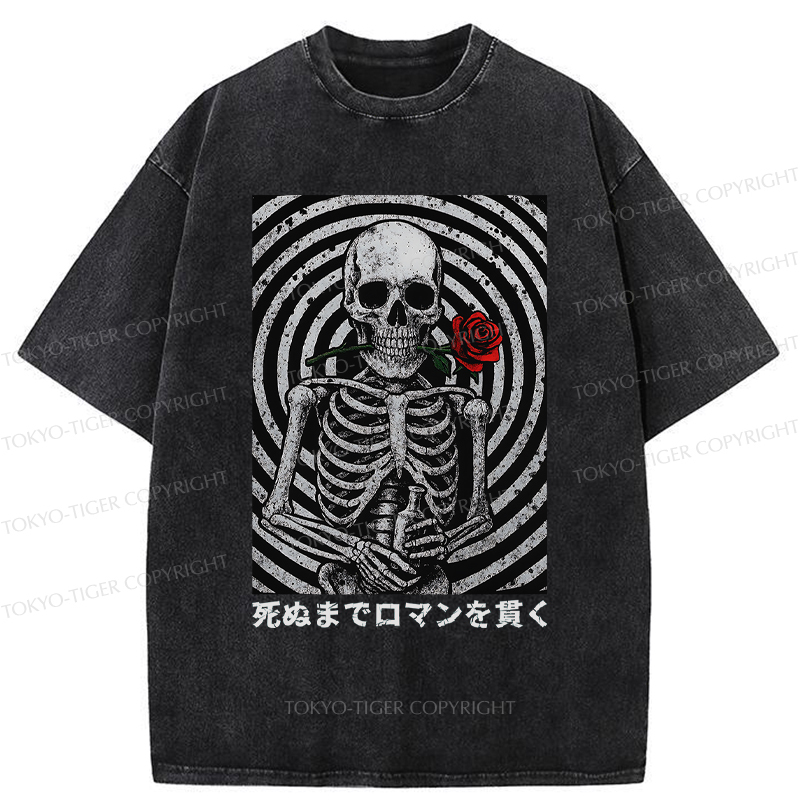 Tokyo-Tiger Rose and Skull Washed T-Shirt