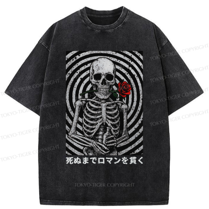 Tokyo-Tiger Rose and Skull Washed T-Shirt