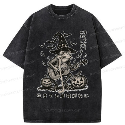 Tokyo-Tiger Funny Frog Guitarist Washed T-Shirt
