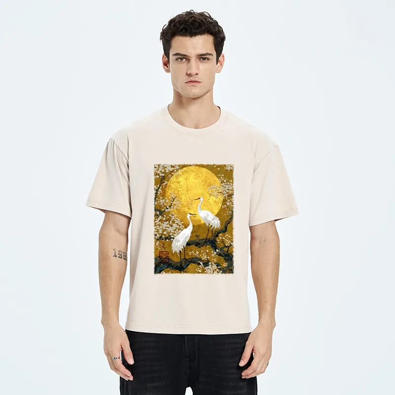 Tokyo-Tiger Traditional Japanese Crane Art Washed T-Shirt