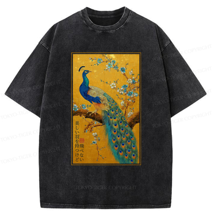 Tokyo-Tiger The Peacock's Silent Elegance Washed T-Shirt