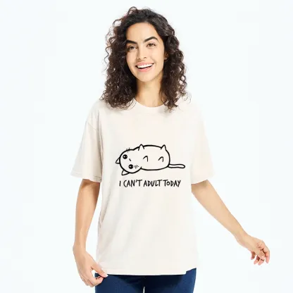Tokyo-Tiger Lazy Cat Refusing Adulting Life Washed T-Shirt