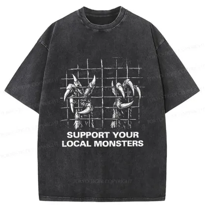 Tokyo-Tiger Support Local Monsters Washed T-Shirt