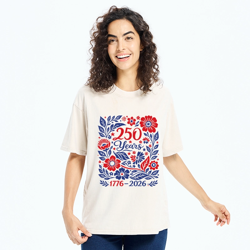 Tokyo-Tiger Floral 250 Years USA Celebration Washed T-Shirt