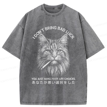 Tokyo-Tiger Cat Don't Bring Bad Luck–It’s Up To You Washed T-Shirt