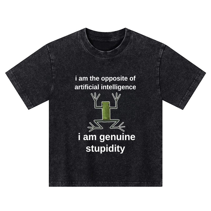 Tokyo-Tiger Genuine Stupidity Frog Meme Kids Washed T-Shirt