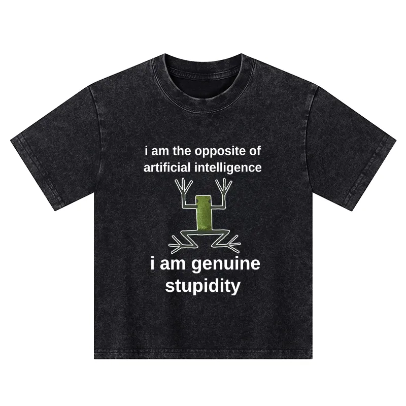 Tokyo-Tiger Genuine Stupidity Frog Meme Kids Washed T-Shirt