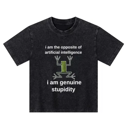 Tokyo-Tiger Genuine Stupidity Frog Meme Kids Washed T-Shirt