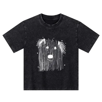 Tokyo-Tiger Fluffy Chaos In Dog Form Kids Washed T-Shirt