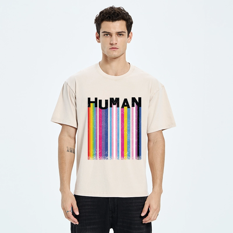 Tokyo-Tiger Rainbow Stripes Human Pride Washed T-Shirt