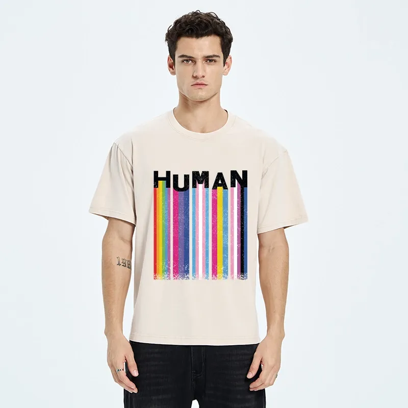 Tokyo-Tiger Rainbow Stripes Human Pride Washed T-Shirt