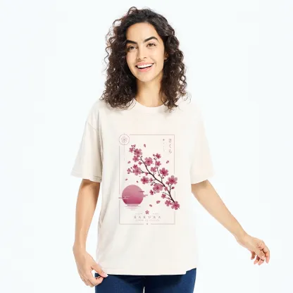 Tokyo-Tiger Sakura Moon Japanese Vintage Washed T-Shirt