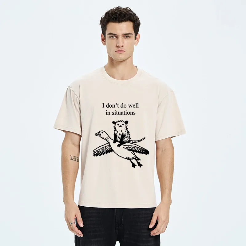Tokyo-Tiger Lost Possum Rides Wild Goose Washed T-Shirt