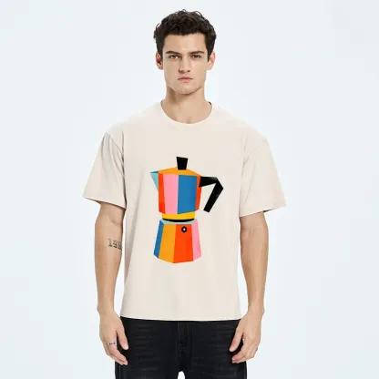 Tokyo-Tiger Bright Hues Make Classic Coffee Pot Washed T-Shirt