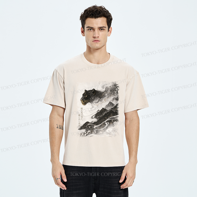 Tokyo-Tiger Appearing With The Mist, Vanishing With The Wind Washed T-Shirt